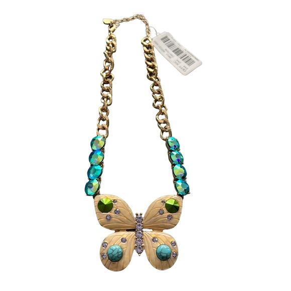 Betsey Johnson Crystal Butterfly Statement Necklace NEW - Picture 1 of 7